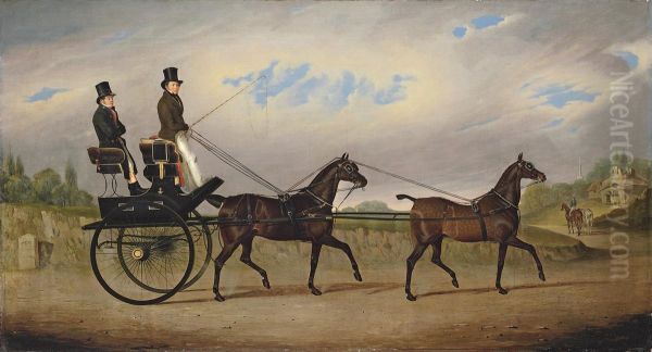 A Tandem On The Road To London Oil Painting by Benjamin Herring, Jnr.