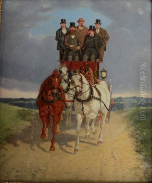 Carriage Scene Oil Painting by Benjamin Herring, Jnr.