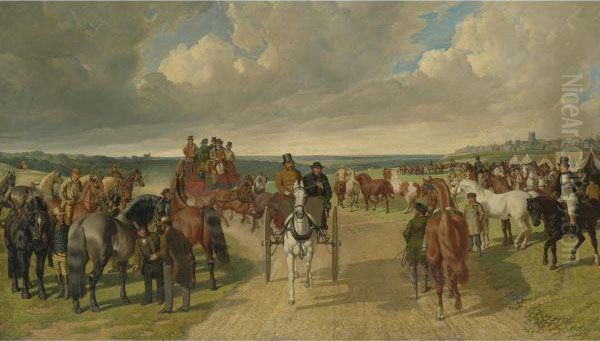 The Barnet Horse Fair Oil Painting by Benjamin Herring, Jnr.