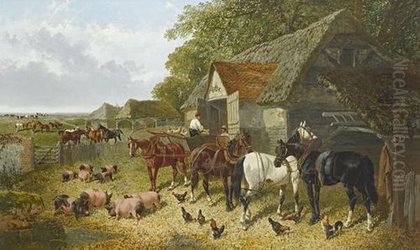 Loading The Grain Oil Painting by John Frederick Herring Snr