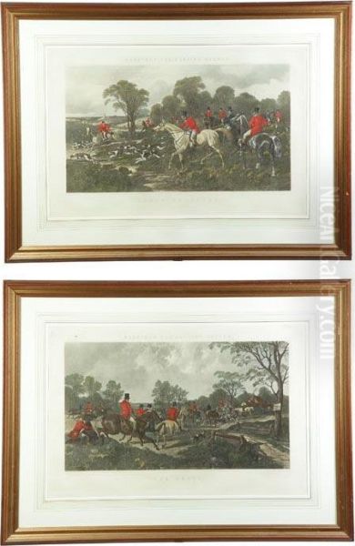 Fox-hunting Scenes Oil Painting by J.F. Herrings Herrings Sen.