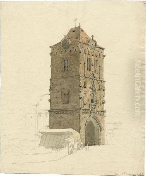 Der Pulverturm In Prag Oil Painting by Alexander Herrmann