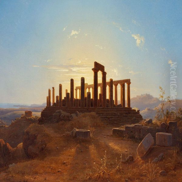 The Temples Of Girgenti Oil Painting by Alexander Herrmann