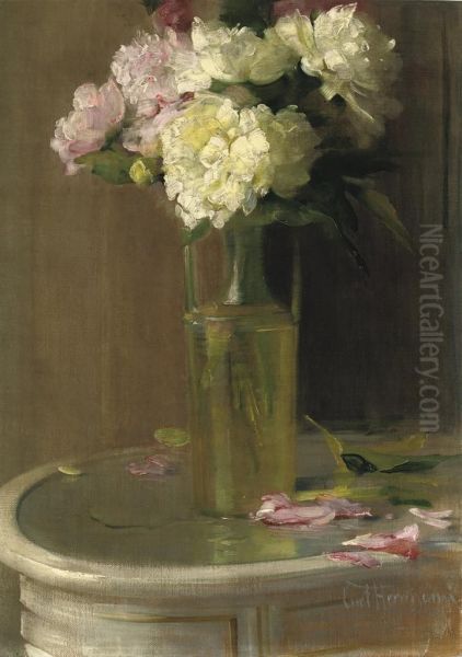 Pfingstrosenstrauss - Peonies Oil Painting by Curt Herrmann