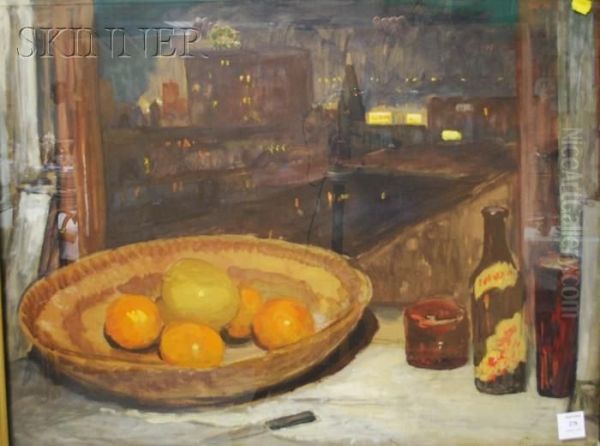 Still Life Bya Window Oil Painting by Frank Simon Herrmann