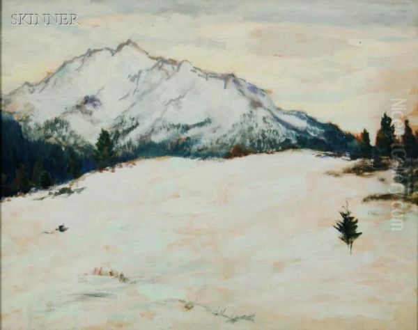 Snow In The Mountain Oil Painting by Frank Simon Herrmann