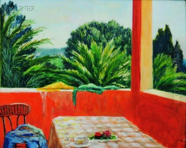 Terrace View Oil Painting by Frank Simon Herrmann