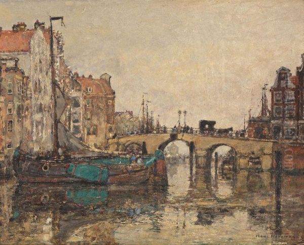 Hollandische Grachtenansicht Oil Painting by Hans Herrmann