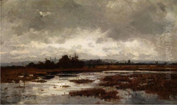 Moorlandschaft Unter Regenwolken Oil Painting by Philipp Ludwig Herrmann