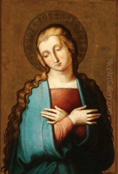 The Virgin At Prayer Oil Painting by Gottfried Herrmann Sagstaetter