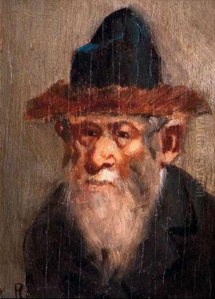 Portret Zyda W Futrzanej Czapie Oil Painting by Otto John Herschel