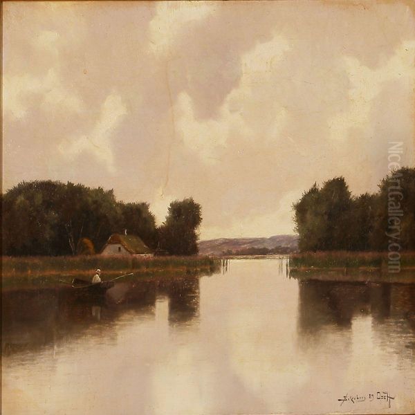 View From The Silkeborg Lakes, 
Denmark Oil Painting by Oscar Herschend