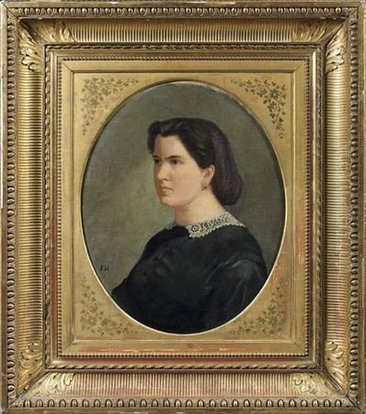 Attribue A Francois-etienne Hersent : Portrait D'olympe Margay, Epouse De Louis-guillaume Hersent Oil Painting by Francois Etienne Hersent