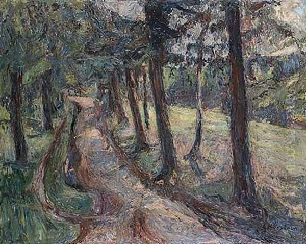 Schattiger Weg Am Waldesrand Oil Painting by Adolf Edward Herstein