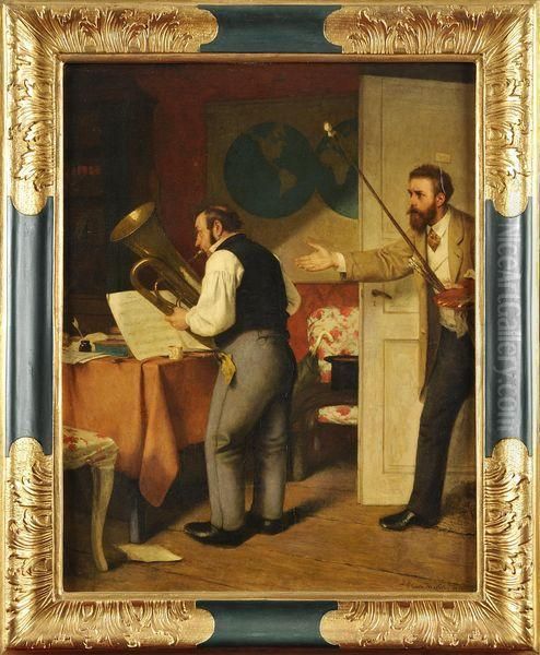 Les Musiciens Oil Painting by Carl Konrad Hertel