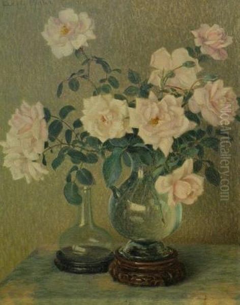 Still Life With Roses Oil Painting by Adele Herter