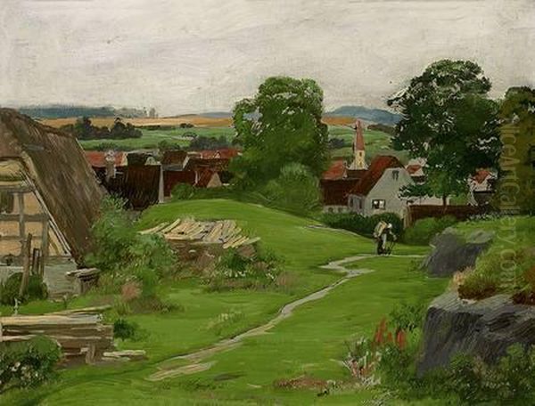 Kirchdorf Imhessischen Oil Painting by Wilhelm Jakob Hertling