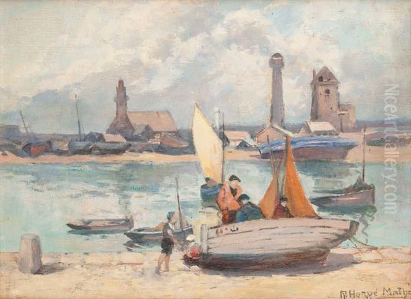 Concarneau, Le Port Oil Painting by Jules Alfred Herve-Mathe