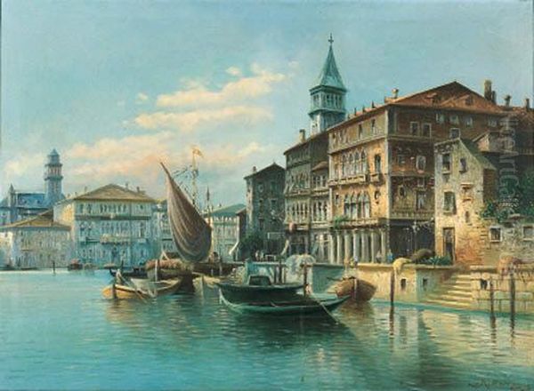 Canale A Venezia Oil Painting by L. Herzog