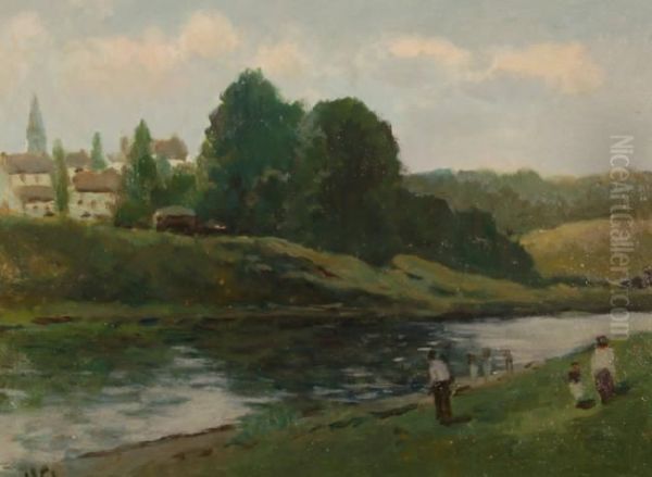 Sussex River Scene Oil Painting by Lewis Edward Herzog