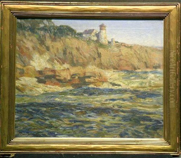 A Bold Cliff Oil Painting by Lewis Edward Herzog