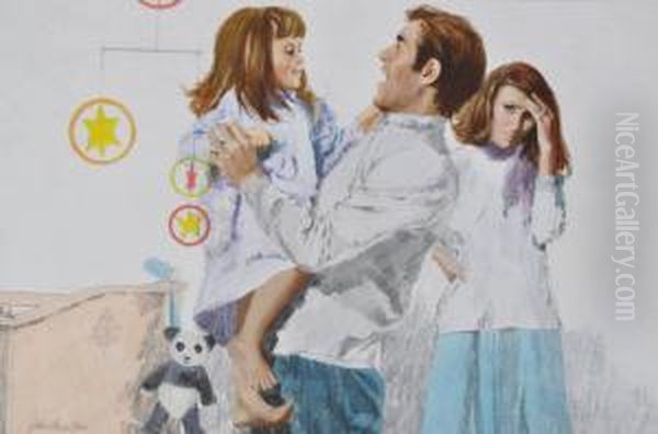 All Smiles For Daddy Oil Painting by John Heseltine