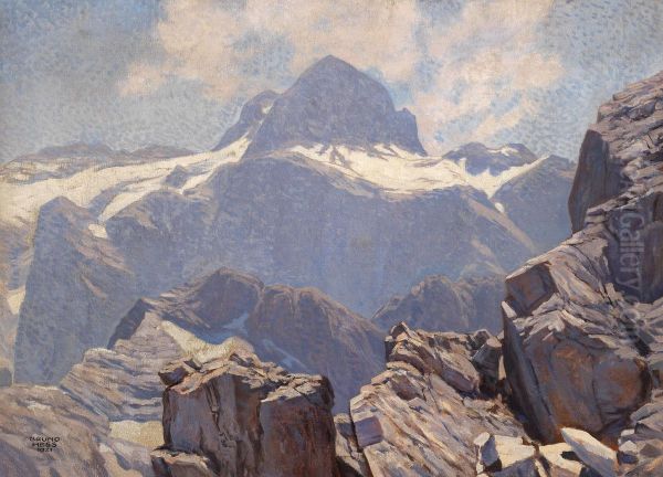 The Triglav From The Peak Of Razan In The Julian Alps Oil Painting by Bruno Hess