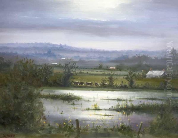 Flooded Fields 
Loughgall Oil Painting by David Hess