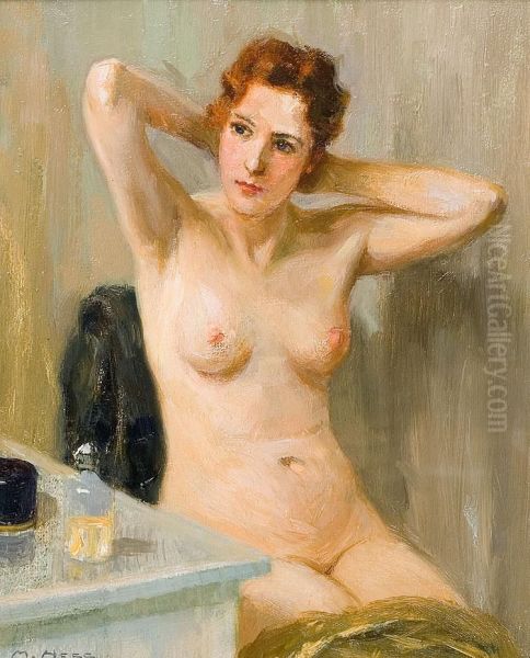 Nu A La Toilette Oil Painting by Marcel Hess