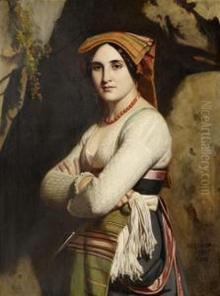 Young Italian Woman Oil Painting by Alexandre Hesse