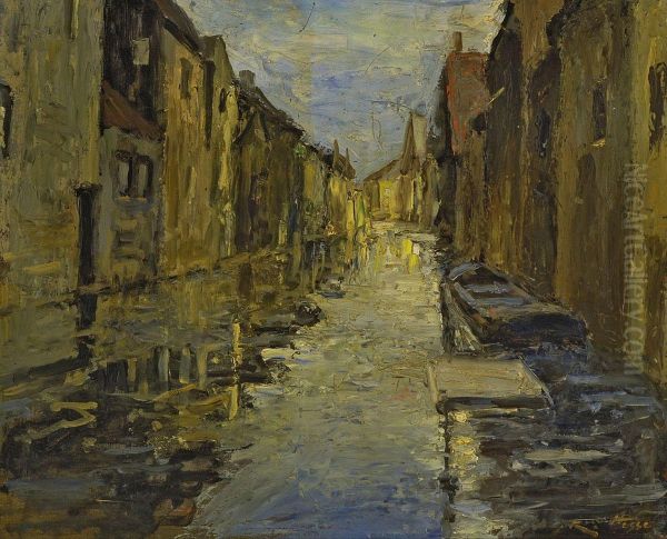 Alter Kanal In Gent Oil Painting by Rudolph Hesse