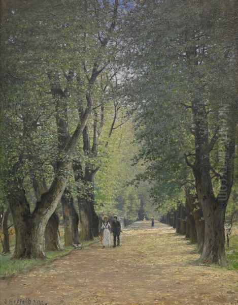 Promenad I Parken Oil Painting by Otto Hesselbom