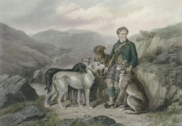 Gillie And Deer-hounds Oil Painting by Edward Gilbert Hester