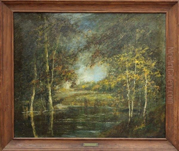 Summer Landscape - The Water Hole Oil Painting by Charles Hetherington