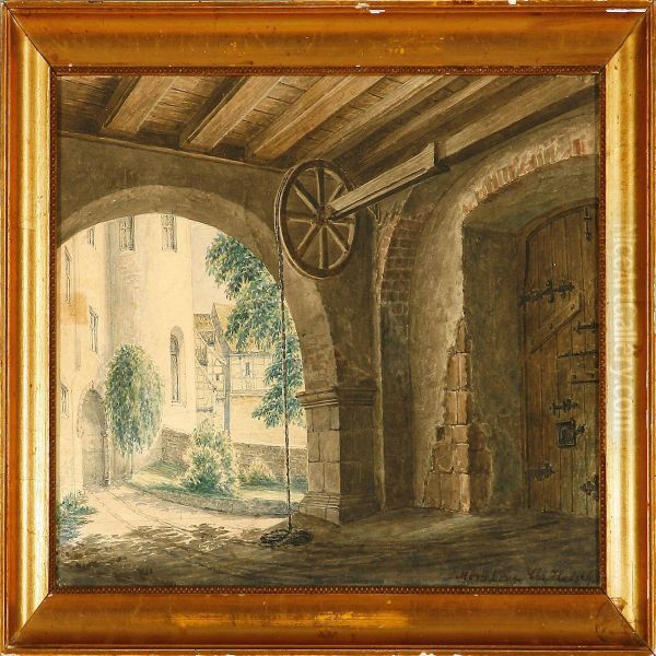 Looking Through A Gateway Oil Painting by Christian Frederik Hetsch