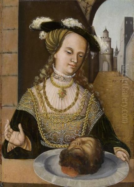 Herodias With The Head Of Saintjohn The Baptist. Oil Painting by Antonius Heusler