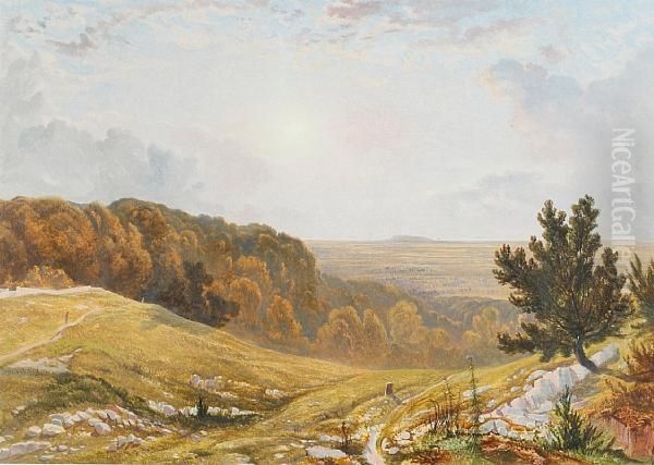 Brockly Combe From Backwell Hill Near Bristol Oil Painting by Henry Hewitt