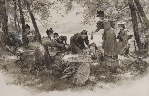 Damenpicknick Oil Painting by Paul Hey