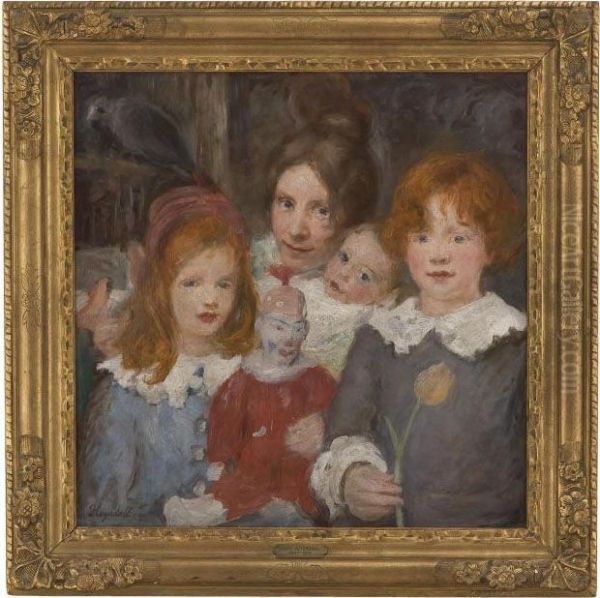 Antic Family (scene With Children) Oil Painting by Hans Olaf Heyerdahl