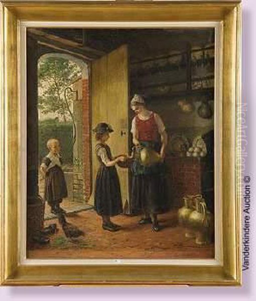 La Marchande De Lait Oil Painting by Heyermans