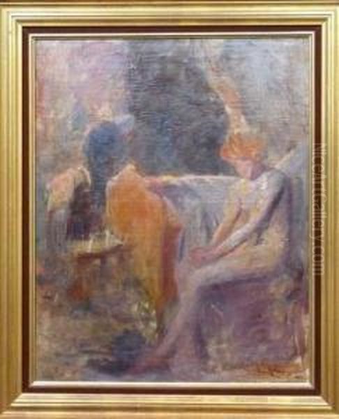 Modele Nu Assis Oil Painting by Marie Heyermans