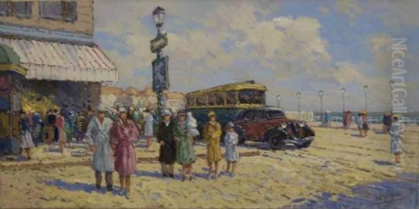 Rencontre A Deauville Oil Painting by Joseph I Heymans