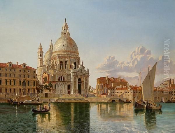 A View Of Santa Maria Della Salute, Venice Oil Painting by William Hickling Burnett