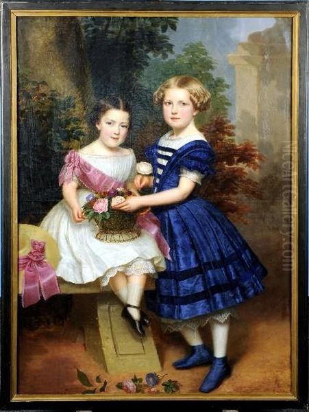 [les Deux Soeurs] Oil Painting by Fritz Hickmann