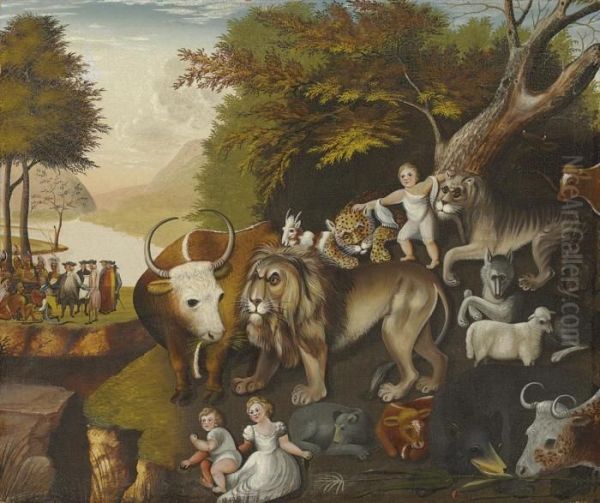 Peaceable Kingdom Oil Painting by Edward Hicks