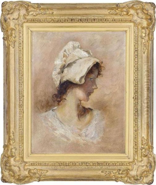 Head Of A Woman Oil Painting by George Elgar Hicks