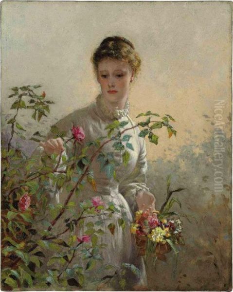 A Summer Bouquet Oil Painting by George Elgar Hicks