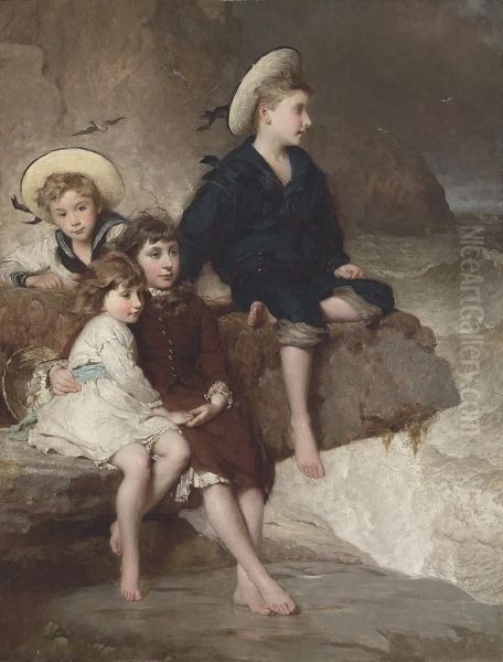 The Children Of Sir H. Hussey Vivian Oil Painting by George Elgar Hicks