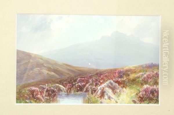 Moorland Heather Oil Painting by Herbert William Hicks