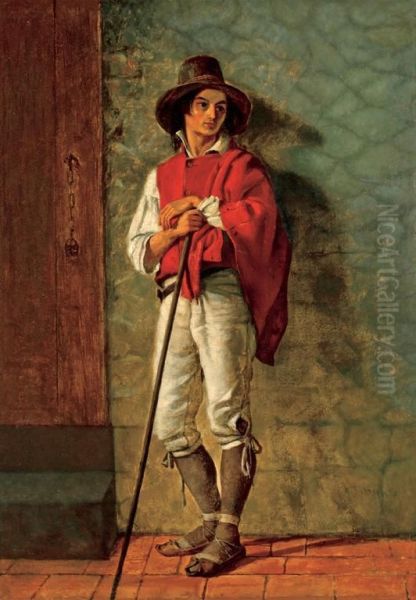 Italian Peasant Oil Painting by Thomas Hicks